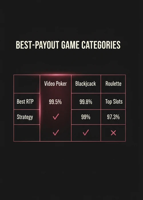 Various online casino game icons including a slot machine, blackjack cards, roulette wheel, and dice, illustrating the diversity of high payout casino games available to Canadian players.