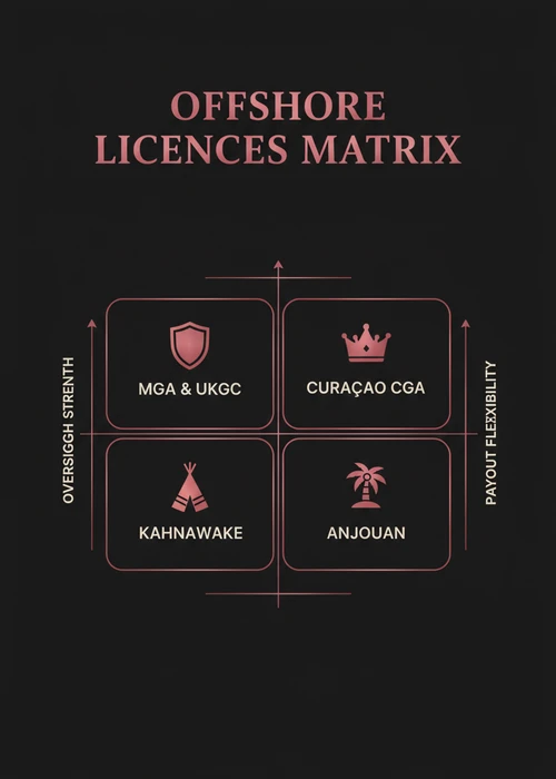 Map highlighting offshore casino jurisdictions for Canadian players